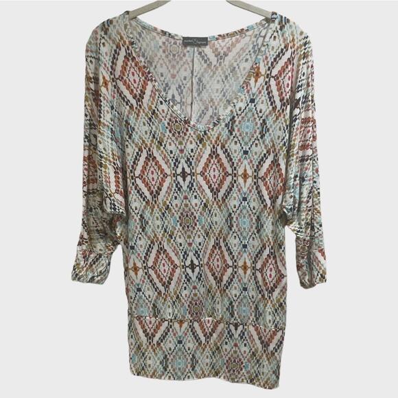 Market Spruce  Diamond V Neck tunic  3/4 Sleeves Stitch Fix size Medium - Picture 4 of 12